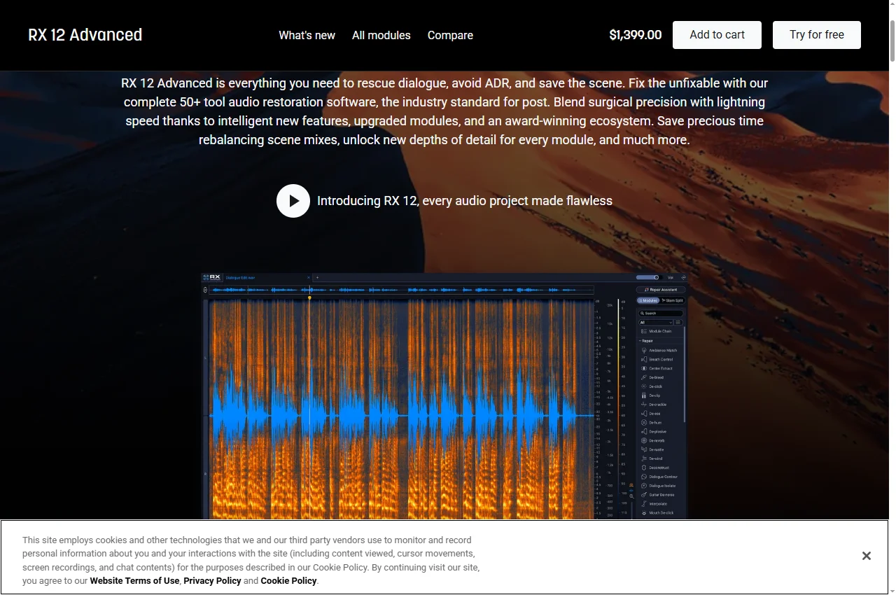 iZotope RX official website preview, 22 September 2026