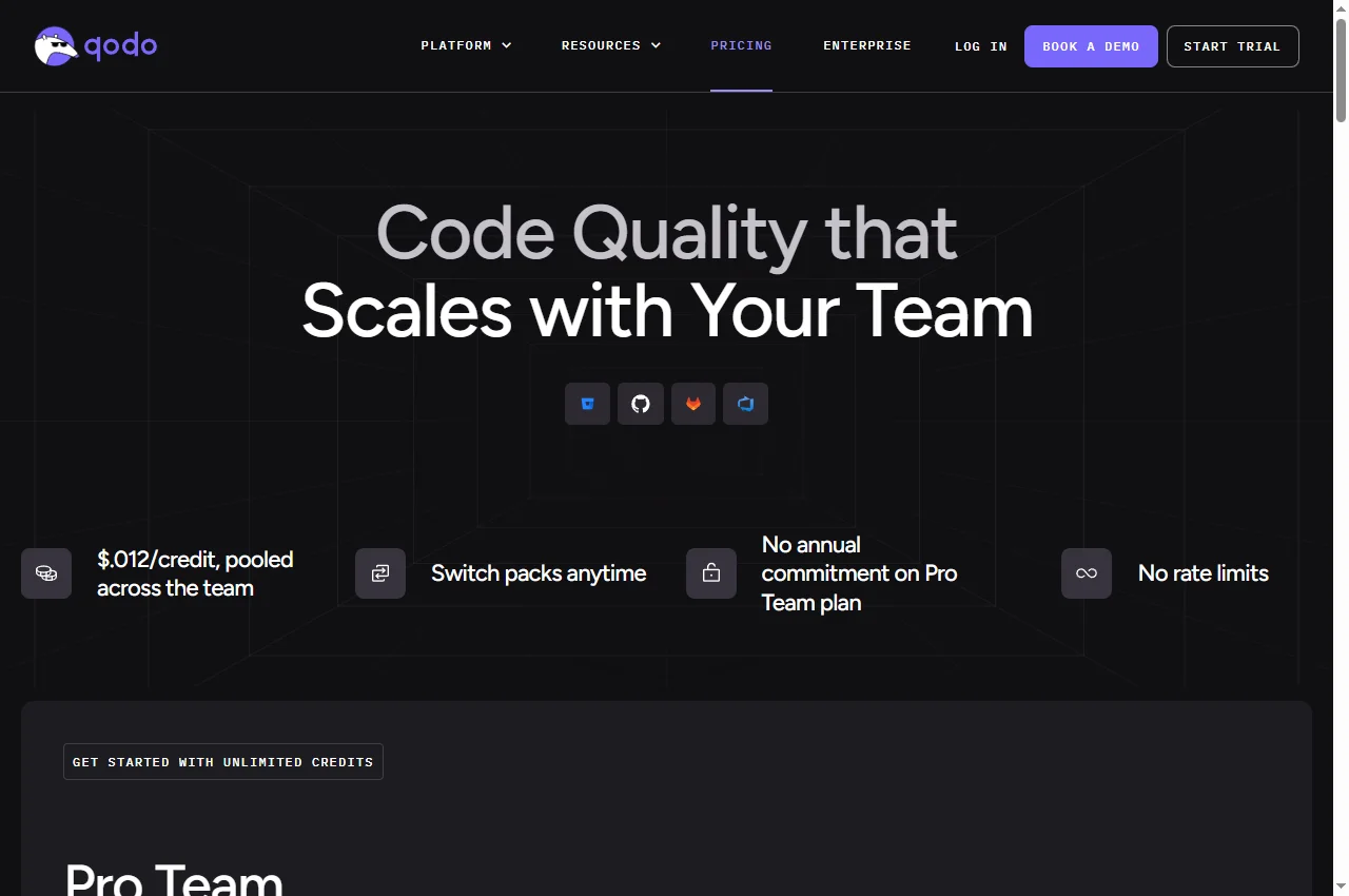 Qodo official pricing page, 22 September 2026