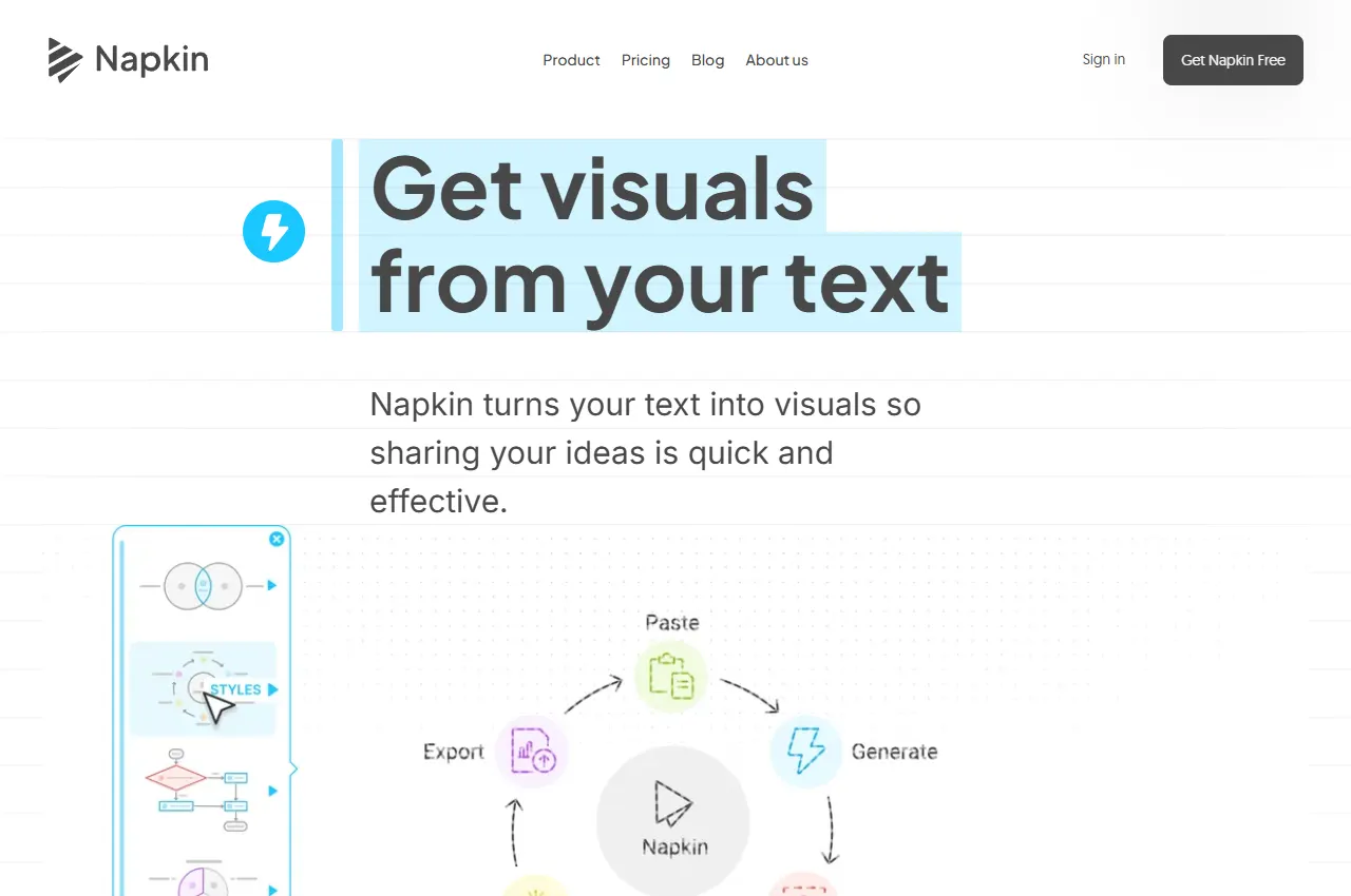 Napkin AI official website preview