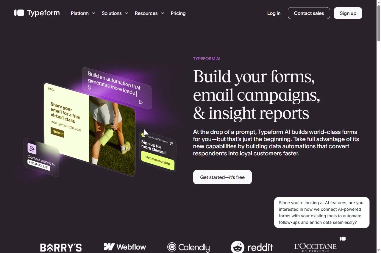 Typeform official public page, captured 22 September 2026