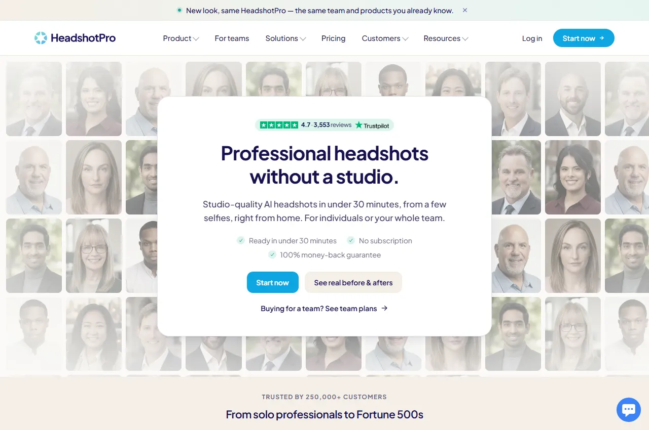 HeadshotPro official website preview