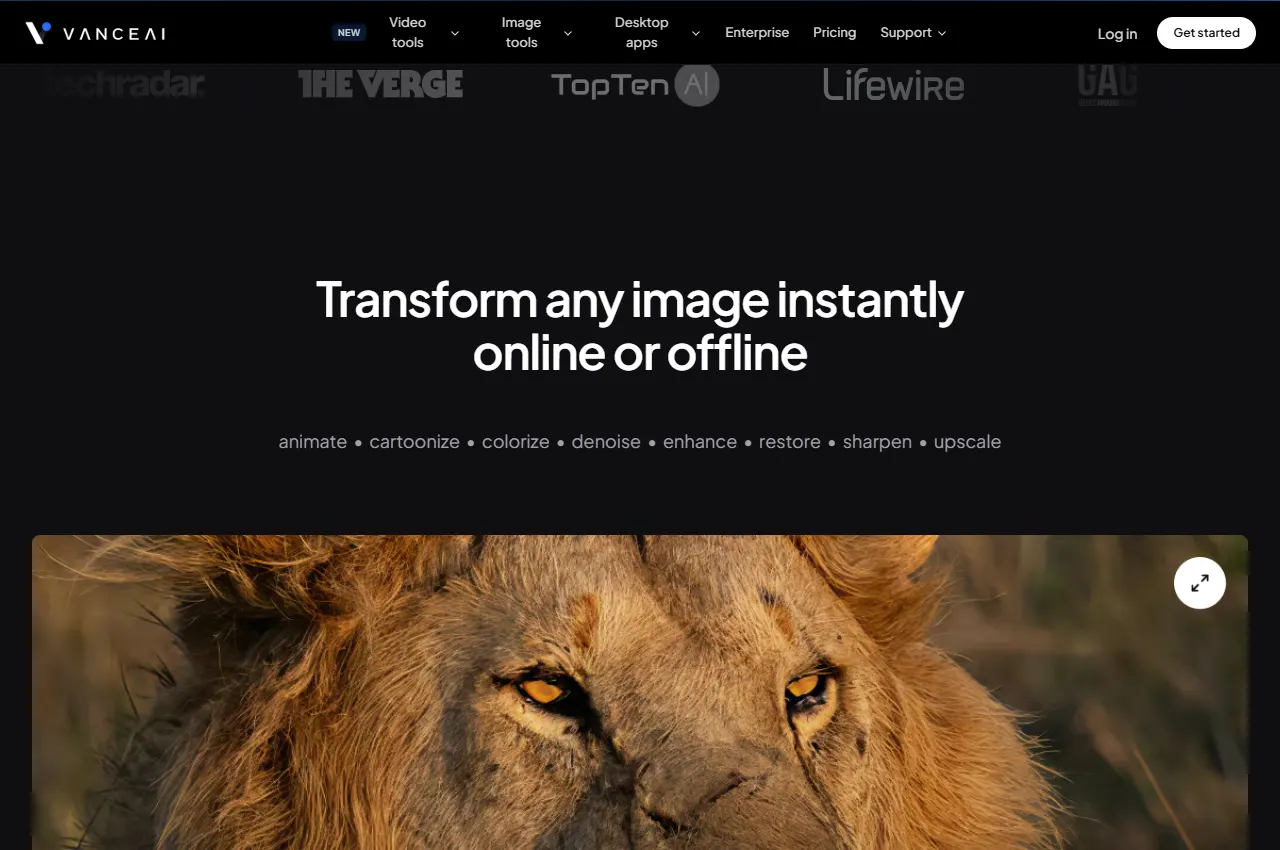 VanceAI official website preview