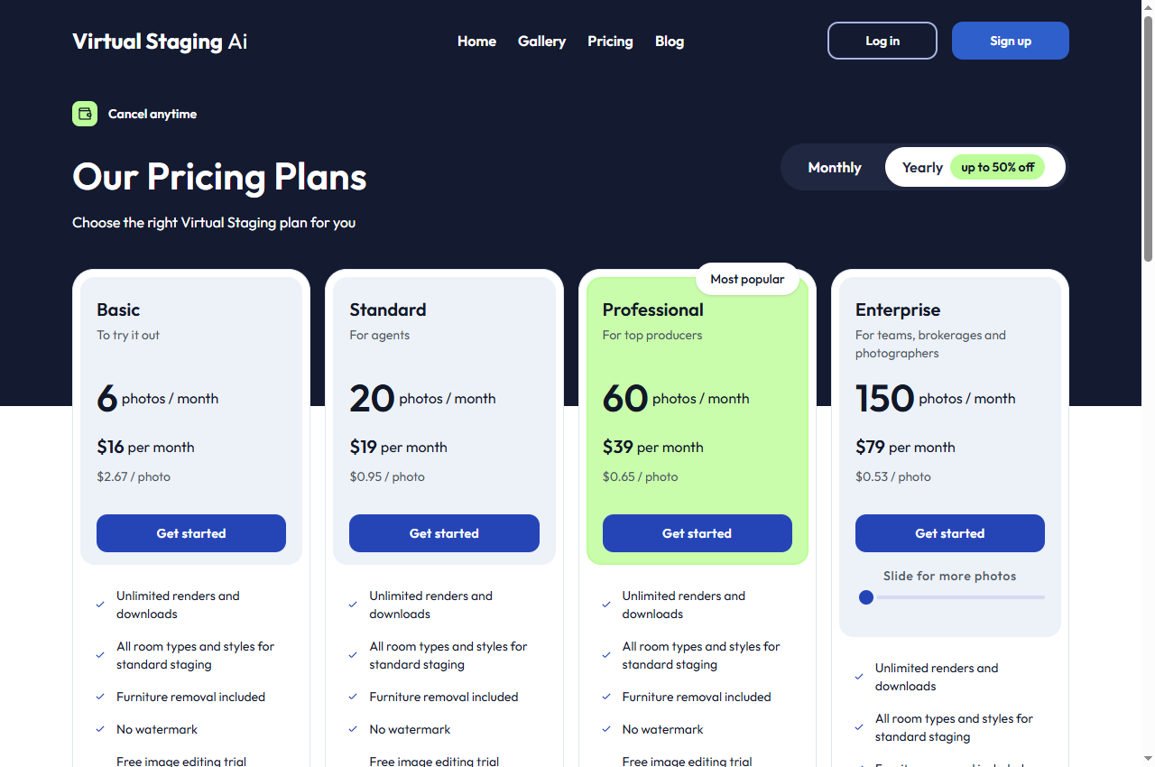 Virtual Staging with one click | 10 sec turnaround: official page screenshot