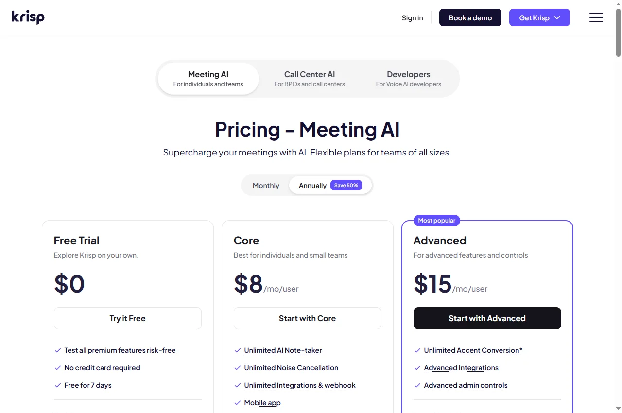 Krisp official website preview, 22 September 2026