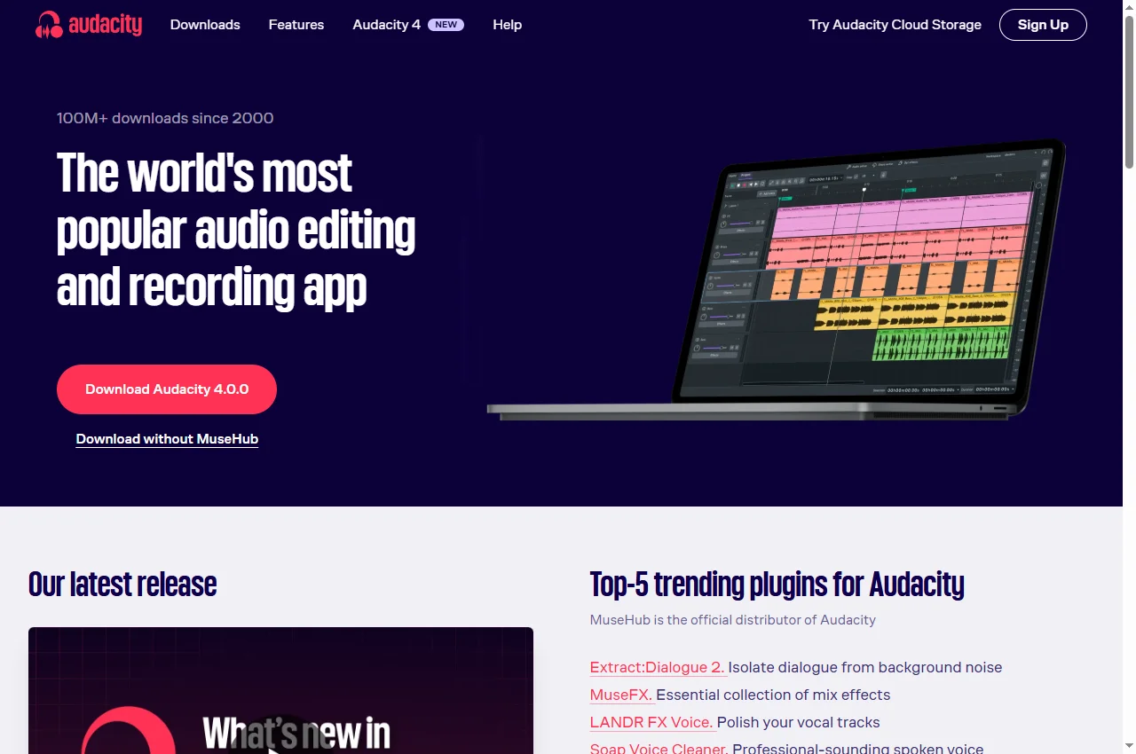 Audacity official page preview, 22 September 2026