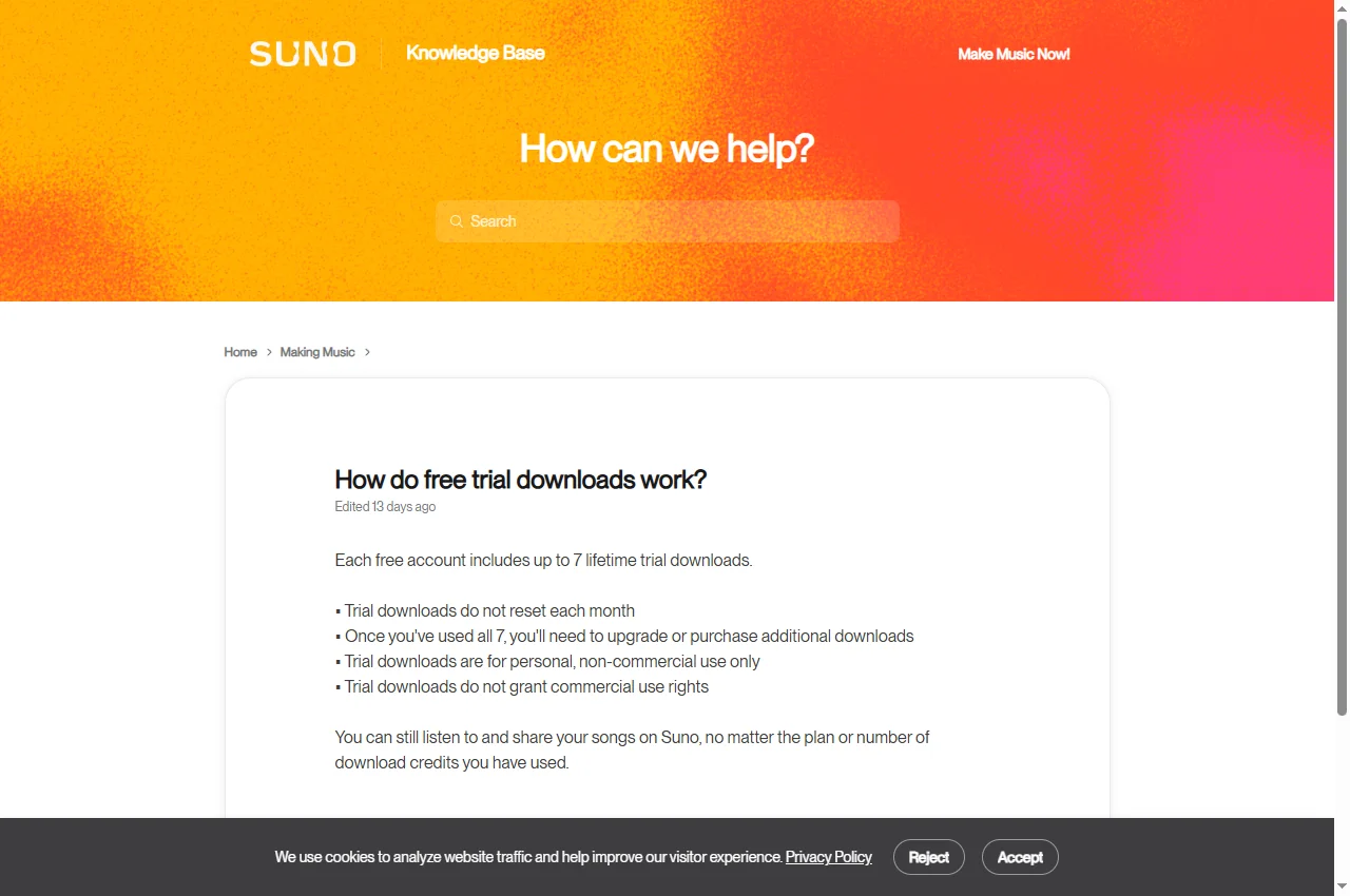 Suno Free official page preview, 22 September 2026