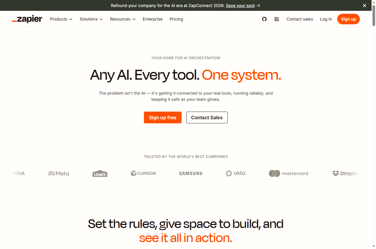 Zapier official public website preview, 22 September 2026