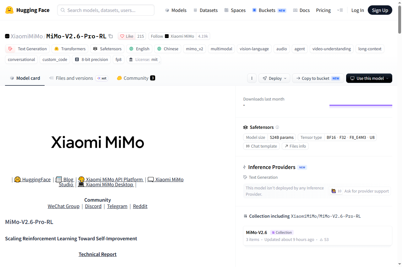 MiMo Pro official source screenshot